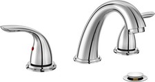 Chrome 8 Inch 3 Holes Widespread Bathroom Sink Faucet 3 PCSs 2 Handles Low-Arc