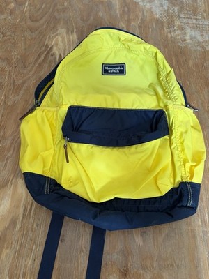 Abercrombie & Fitch Colorblock Yellow Black Backpack Zip Adjustable Strap Men