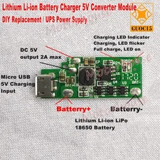 Lithium Li-ion Battery Micro USB Charger Module DC 5V Converter UPS Power Supply