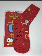 2025 McDONALD'S Grinch Socks Christmas Adult Happy Meal Red Sock Pair Ornament