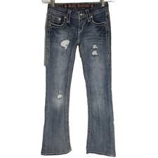 Rock Revival Womens Jeans Sz 24 L28.5 Donna Boot Low Rise Crystals Distressed