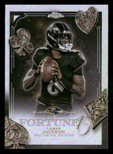 2025 Topps Chrome #F15-1 Lamar Jackson Fortune 15 Refractor Baltimore Ravens