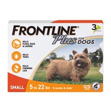FRONTLINE Plus Flea and Tick Treatment for Small Dogs 3 count, Orange Box