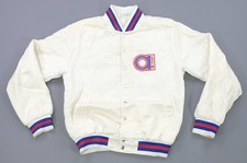 Rare VTG ADIDAS Spell Out A Logo Trefoil Satin Varsity Jacket 80s 90s White SZ M