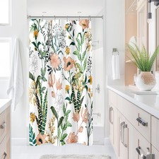 Small Stall Shower Curtain 36 x 72 Inch, Half Narrow Boho Floral Shower Curta...