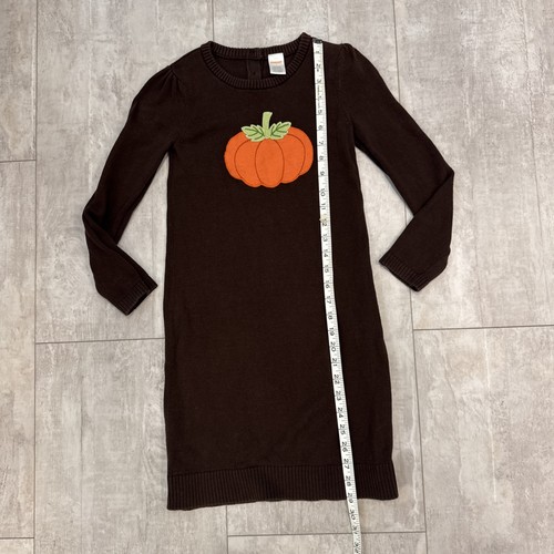 GYMBOREE Girl Size 7 Pumpkin Embroidered Sweater Dress Brown Fall - Picture 7 of 7