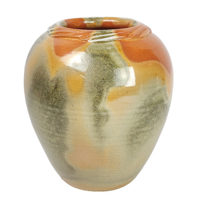 Handmade Studio Pottery Vase Signed Christen 6.5''H Ceramic Urn Pot Earth Tones