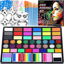 50 Colors Water Based Face Paint Palette, Face Painting Kit for Kids