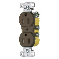 HUBBELL RR15STR Receptacle,125VAC,Brown,Flush Mounting 55MU59