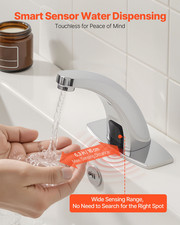 VEVOR Chrome Touchless Motion Sensor Bathroom Faucet - Hygienic  Water-Saving