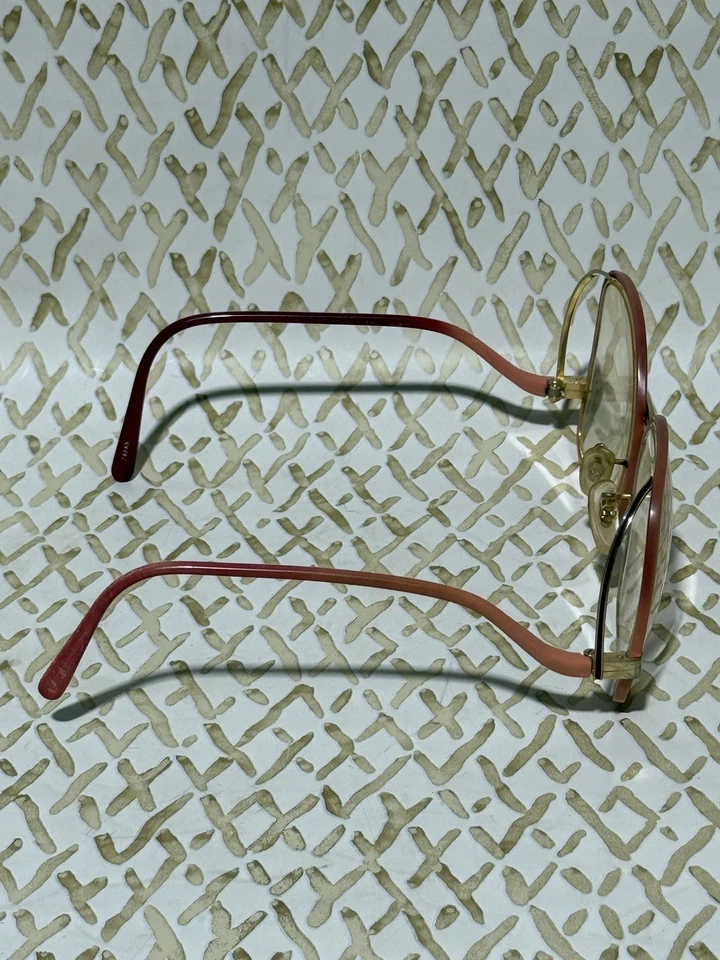 Vintage RETRO Tura Eyeglasses Frames 54-18 Frames Drop Arm Red Pink - Image 4 of 4