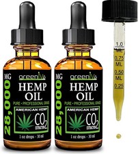 2 Pack Best Hemp Oil Drops for Pain Relief Stress Sleep PURE ORGANIC 28,000mg Ve