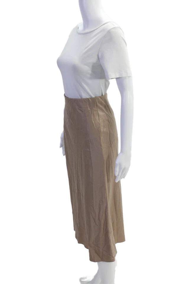 Cami NYC Mujer Cintura Elástica Seda Midi Línea A Falda Marrón Talla Pequeña Foto 2 de 4
