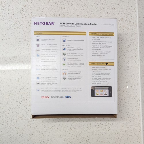 NETGEAR Cable Modem Wi-Fi Router Combo Dual Band C6250 DOCSIS 3.0 AC1600 - Picture 5 of 6