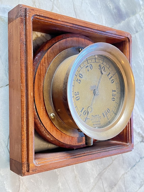 The Ashton Valve Co. Boston Mass 6" pressure gauge in custom wood frame mount