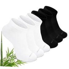 Bamboo Viscose Ankle Socks: No Show Low Cut Socks for 13-15 3 Black  3 White