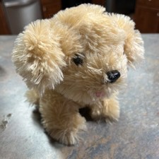 Walmart Mini Tan Puppy Dog Plush 5" Stuffed Animal Pink Felt Tongue Blue Collar