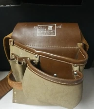 Vintage Action Leathercraft ALB 423L Nail Tool Bag 6 Slots With Web Belt
