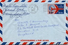 GOLDPATH: US airmail 1962 Wayland, MA to England machine cancel CV906_P26