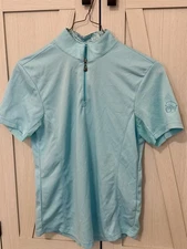 Ovation Signature Equine Equestrian Shirt Child XL Vented Short Sleeve Blue