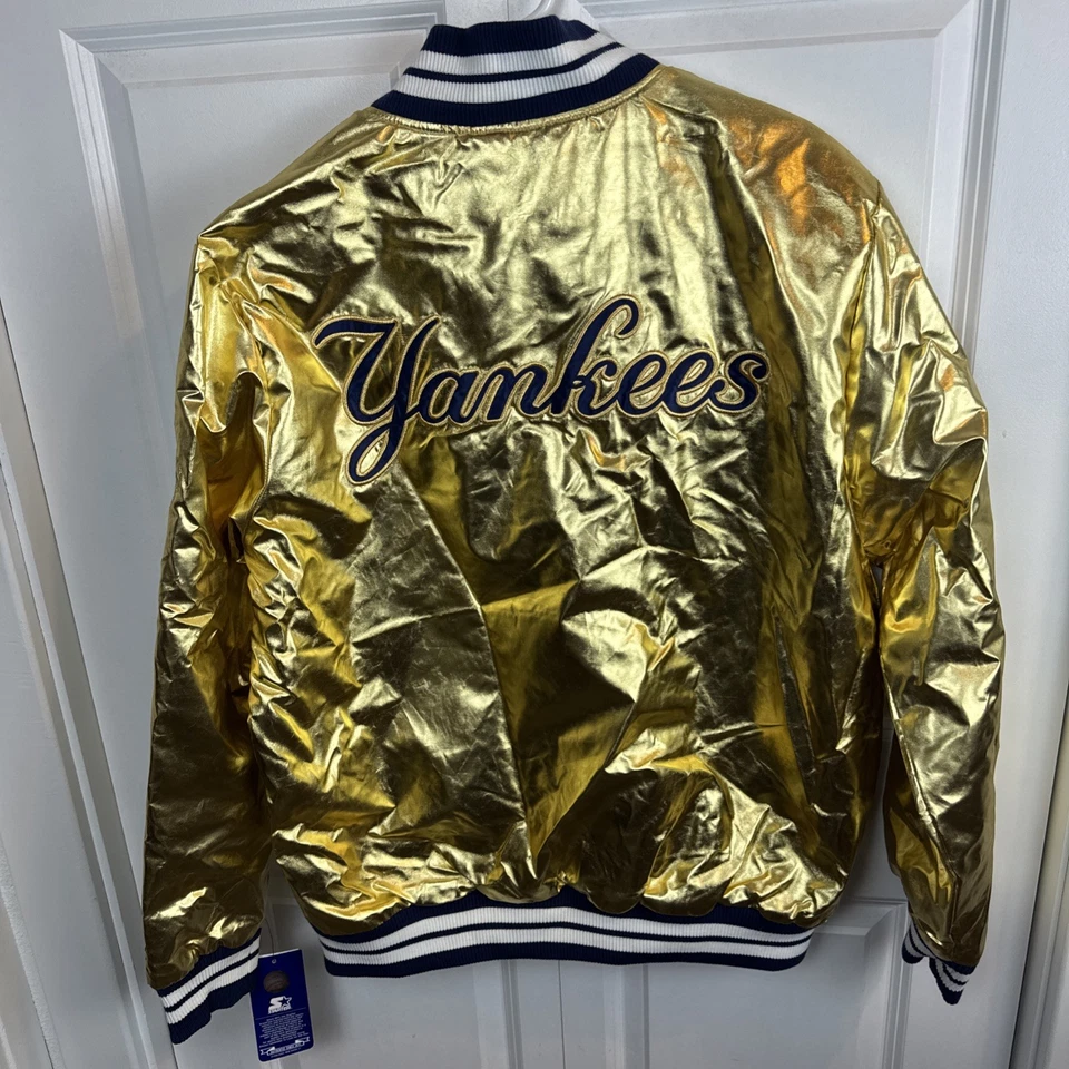 New York Yankees Starter G-III Jacket Satin Gold 2009 World Series MLB - Men's L - Image 2 of 4