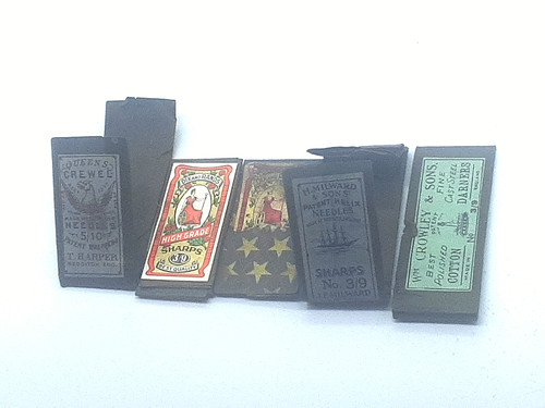 Lot 5 antique Sewing Darning Crewel Needle Milward Harper Dix rand Sharp Crowley