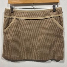 J. Crew 90's Wool Blend Chevron Mini Skirt Tan Size 10 Y2K Academia Preppy
