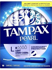 Qty: 6 - 18ct Tampax Pearl Tampons, Light Absorbency With Leakguard. New