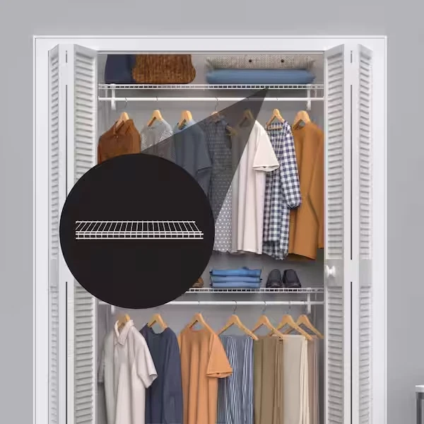 ClosetMaid 4714 Superslide 12" D x 48" W x 1" H Estante de montaje en pared de alambre blanco 6pk Foto 4 de 4