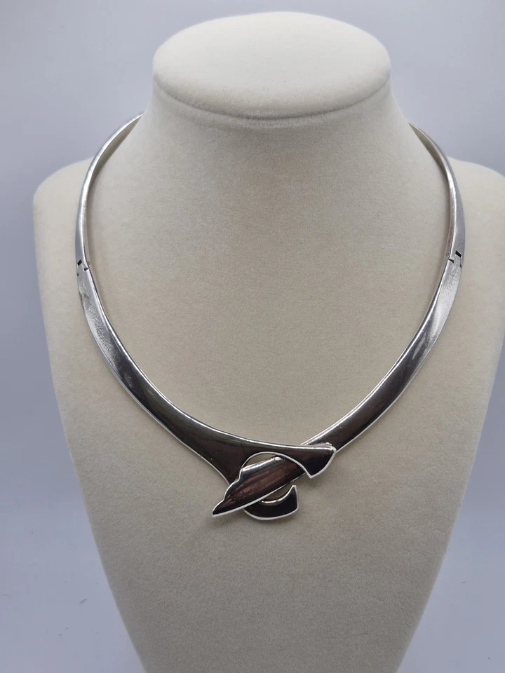 Gargantilha de prata esterlina colar articulado colar modernista sólido México 925 - Imagem 2 de 4