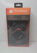 NEW THAW 2K Rechargeable Hand Warmers (2) w/ Knit Beanie Lanyards & USB-C Cables