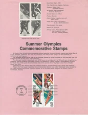 USPS Souvenir First Day Of Issue Commemorative Stamp 5/4/84 Summer Olympics 20c
