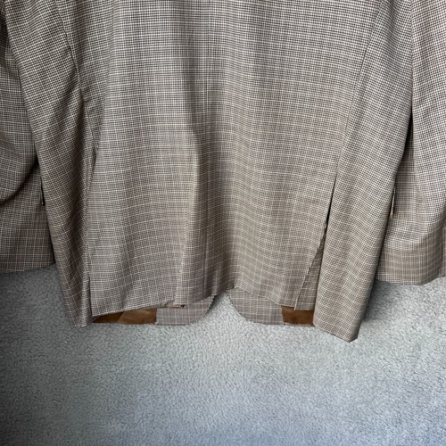 Canali Blazer Mens 44R Beige Houndstooth Wool 2 Button Sport Coat Jacket Italy - Picture 11 of 14