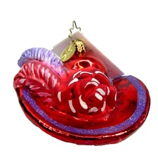 vtg Christopher RADKO Xmas ornament RED HAT HATTER ladies society #1011272 glass