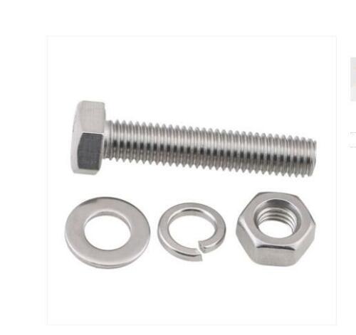 M10 M12 304 stainless steel outer hexagon screws nut flat / spring washer  set | eBay