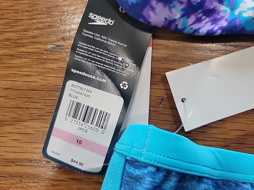 NWT Speedo Two Piece Bikini -Brief Top Girls Size 10, Purple Blue Cross Back - Picture 5 of 6