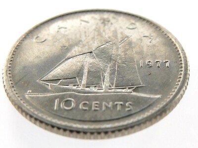 1977 Canada 10 Cents Dime Canadian Uncirculated Elizabeth II Coin