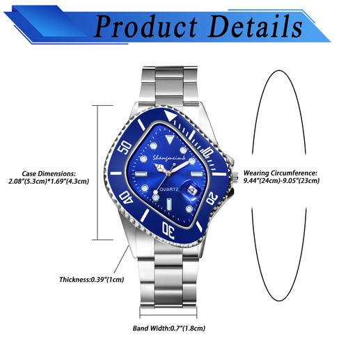Men's Novelty Irregular Dial Magnifier Date Lumious Hands Quartz Wrist Watch - Picture 4 of 31