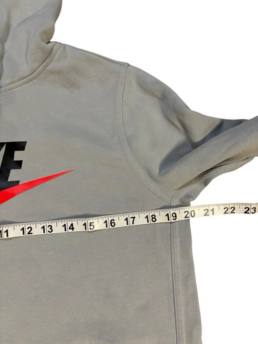 Nike Club Fleece Logo Hoodie Grey Black and Red Size XL Casual Sportswear - Picture 8 of 10
