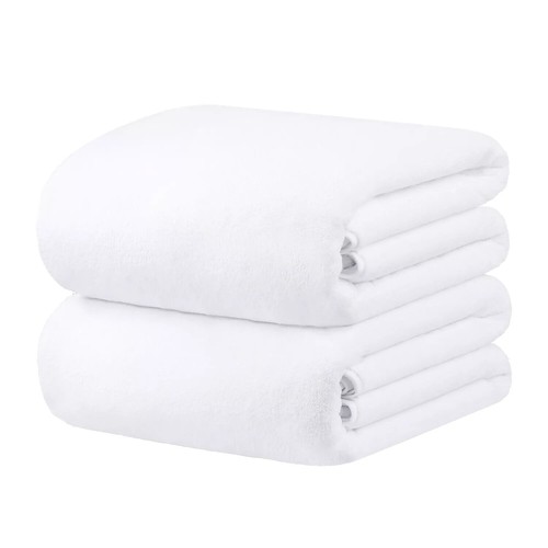 2er-Pack extra großes Badetuch weiches Vlies Luxus Badlaken Übergröße Handtücher weiß - Bild 6 von 11