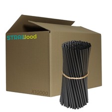 10000 Strawood Black 21cmx7mm Lignin Straws for Cocktails and Bar, PLASTICFREE