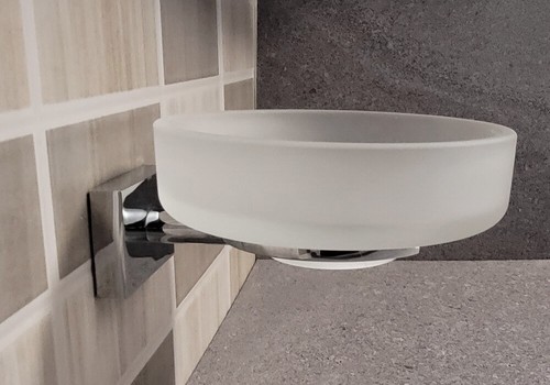 Vallona Soap Dish Brass Chrome+Milk Glass Solid. LimitedEdition - Picture 3 of 12