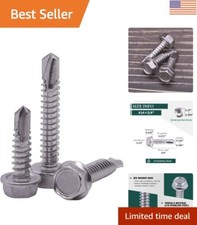 410 Stainless Steel Self-Tapping Hex Washer Head Screws - 50 PCS 3/4" Length