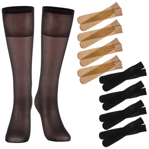 4-8 Paar Damen Kniehohe Nylon Schlauch Socken Jet Dehnbar Transparent Strümpfe Neu - Bild 15 von 15