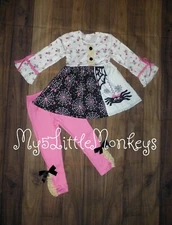 NEW Boutique Halloween Spider Web Girls Tunic & Leggings Girls Outfit Set