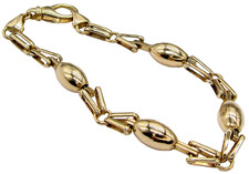 9C YELLOW GOLD GATE BEAD BRACELET 7.5 Inch 7mm LOBSTER CLASP HALLMARKED BOXED