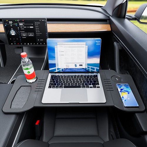 Portable Food Tray Desk Folding Steering Wheel Eating Table For Tesla Model3/Y - Picture 21 of 22