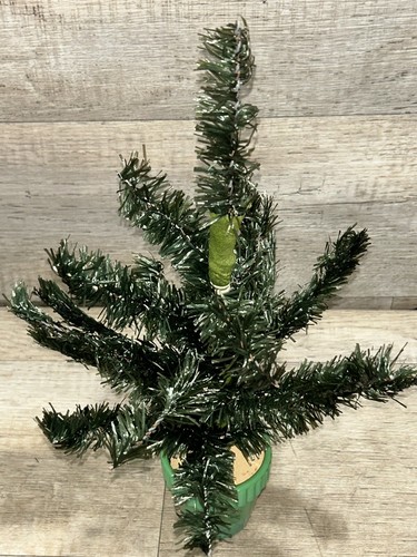 Vtg Pair Of 1940s Cellophane Christmas Trees With/ Akro Agate Jadite Bases & Box - Picture 8 of 20