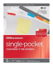 Office Depot Brand 9 1/8" x 11 1/4" 5-Tab Insertable Pocket Dividers With Tabs