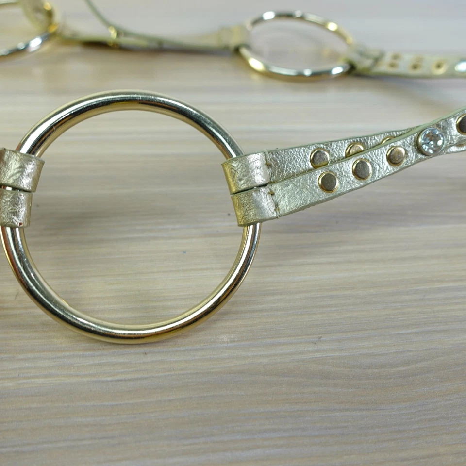 Cinturón Calvin Klein XS Oro Cadena Eslabón Metal Tachonado Estrás Metálico Moda Foto 3 de 4